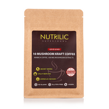 Load image into Gallery viewer, Savor the exceptional fusion of flavor and wellness with our Ground Mushroom Coffee. A steaming cup of this delightful elixir in the early morning envelops your senses and sets the stage for a day filled with productivity and balance. It enhances concentration, sharpens focus, boosts learning capacity, uplifts your mood, clears the mental fog, fortifies memory, and promotes optimal cognitive function—all powered by the remarkable benefits of ground mushrooms.
