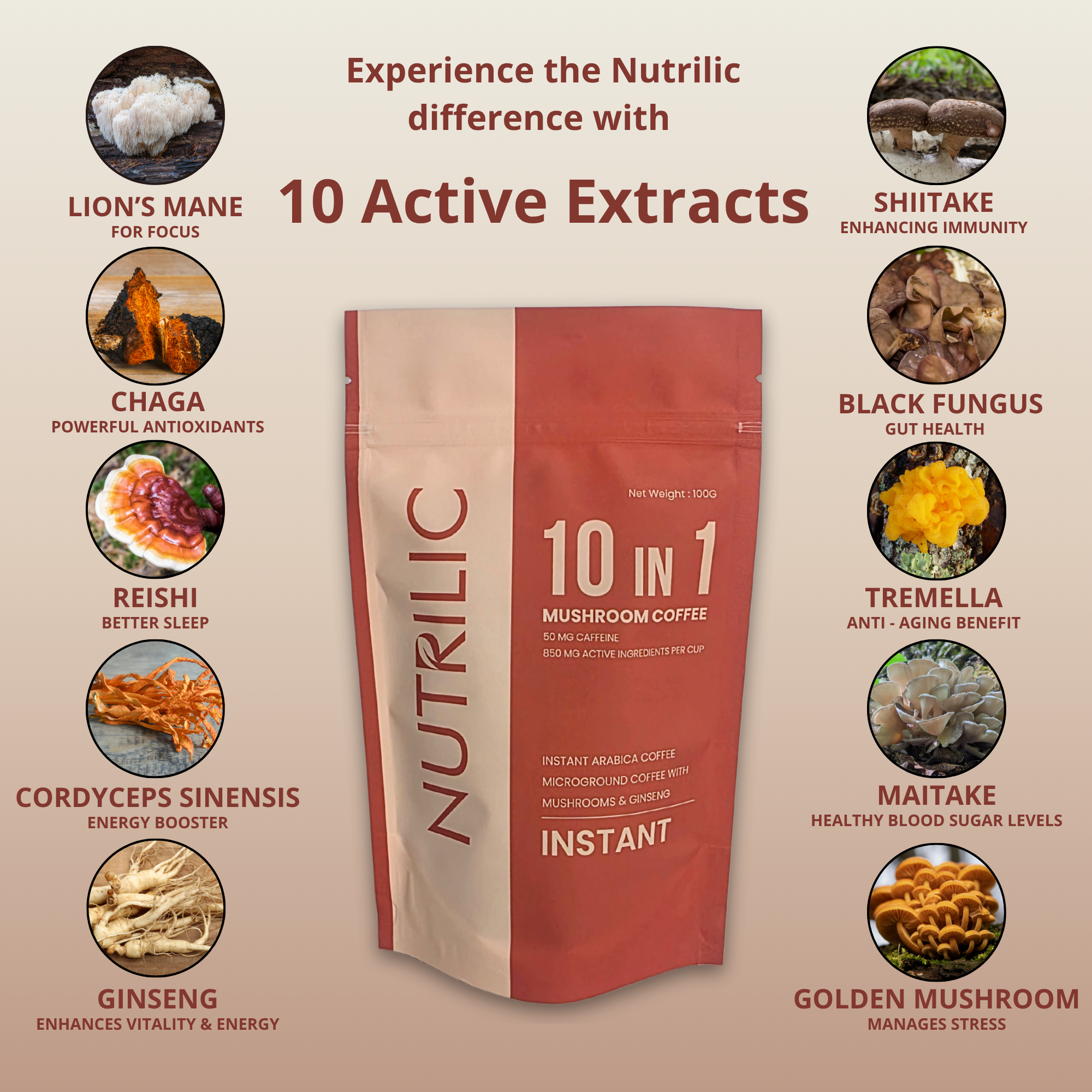 10 MUSHROOM COFFEE (40 servings)